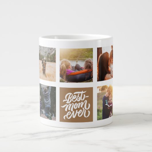 Beste Mama je Personalisierte Fotocollage braun Jumbo-Tasse (Vorderseite)