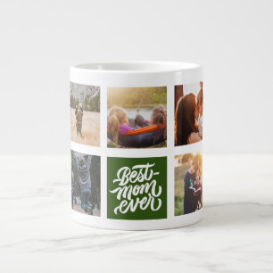 Beste Mama je Personalisierte Fotocollage grün Jumbo-Tasse