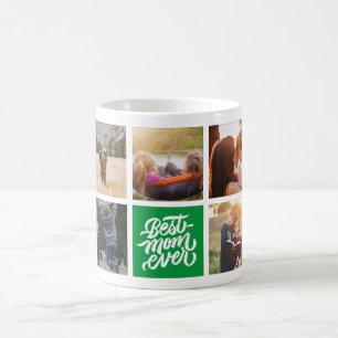 Beste Mama je Personalisierte Fotocollage grün Kaffeetasse