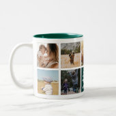 Beste Mama je Personalisierte Fotocollage grün Zweifarbige Tasse (Links)