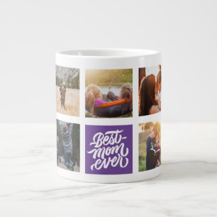 Beste Mama je Personalisierte Fotocollage Lila Jumbo-Tasse