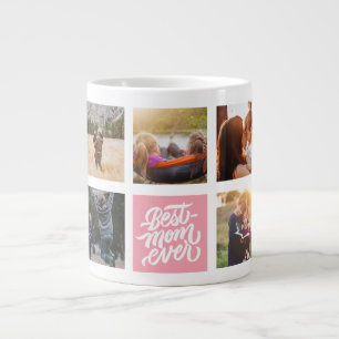 Beste Mama je Personalisierte Fotocollage Rosa Jumbo-Tasse