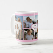 Beste Mama je personalisierte rosa 6 Bildvorlage Kaffeetasse (Vorderseite Links)