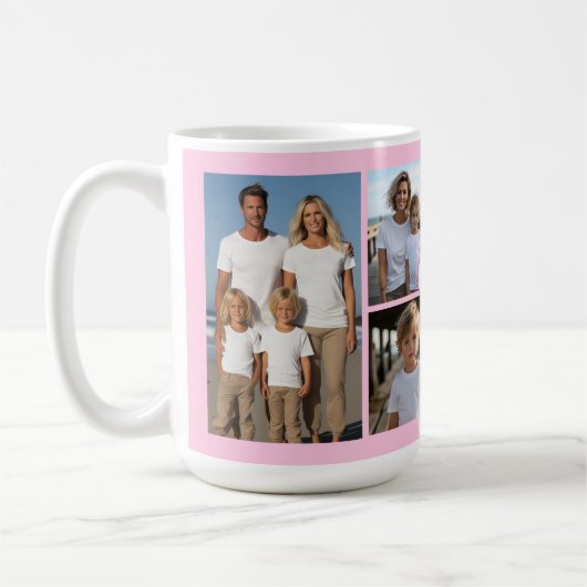 Beste Mama je personalisierte rosa 6 Bildvorlage Kaffeetasse (Links)