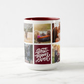 Beste Mama je Personalisierter Foto Collage Maroon Tasse (Zentrum)