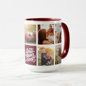 Beste Mama je Personalisierter Foto Collage Maroon Tasse (VorderseiteRechts)