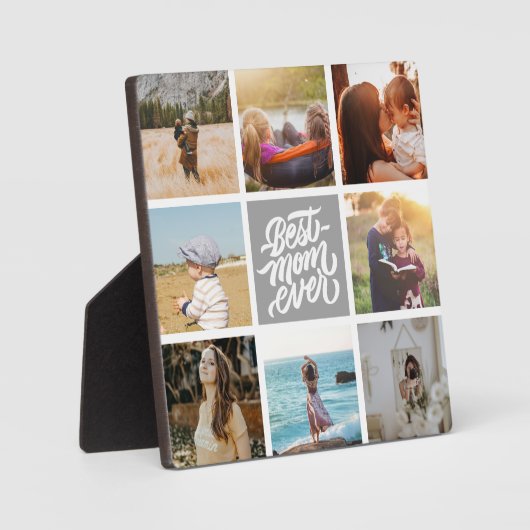Beste Mama je Personalisierter FotoCollage Grau Fotoplatte (Vorderseite)