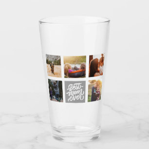 Beste Mama je Personalisierter FotoCollage Grau Glas