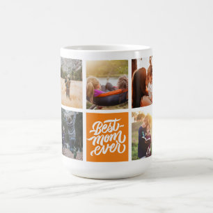 Beste Mama je Personalisierter FotoCollage Orange Kaffeetasse