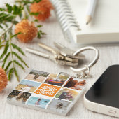 Beste Mama je Personalisierter FotoCollage Orange Schlüsselanhänger (Vorderseite rechts)