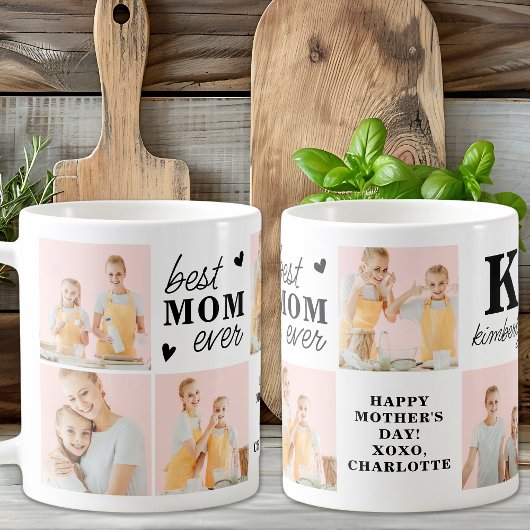 Beste MAMA je Personalisiertes Monogramm 7 Foto Kaffeetasse