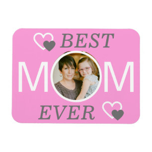 Beste Mama je Personalisiertes rosa Foto Magnet