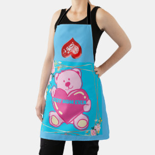 BESTE MAMA JE PINK BABY BLUE TEDDY BEAR FLORAL SCHÜRZE