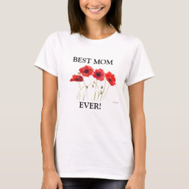 Beste Mama je Poppies Aquarellfarbe Roter T - Shir T-Shirt