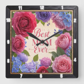 Beste Mama je Quadratische Wanduhr (Vorderseite)