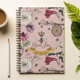 Beste Mama je Queen Bee and Crown Pink Notebook Notizblock