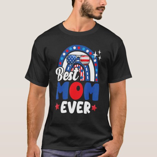 Beste Mama je Regenbogen Sonnenbrille Usa Flag 4.  T-Shirt (Vorderseite)