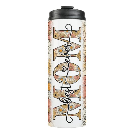Beste Mama je Retro Floral Thermosbecher (Vorderseite)