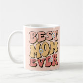 "Beste Mama je" Retro-Rosa-Farbton Kaffeetasse (Links)