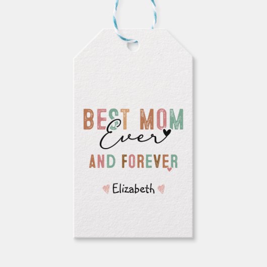 Beste Mama je Retro Script Groovy Mutter Tag Geschenkanhänger (Vorderseite)