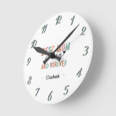 Beste Mama je Retro Script Groovy Mutter Tag Runde Wanduhr (Winkel)