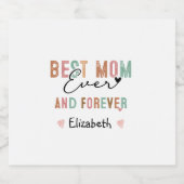 Beste Mama je Retro Script Groovy Mutter Tag Schaumweinetikett (Einzelnes Label)