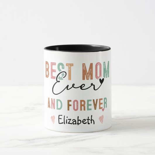 Beste Mama je Retro Script Groovy Mutter Tag Tasse (Zentrum)