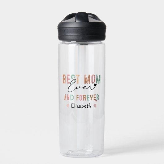 Beste Mama je Retro Script Groovy Mutter Tag Trinkflasche (Vorderseite)