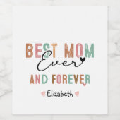 Beste Mama je Retro Script Groovy Mutter Tag Weinetikett (Einzelnes Label)