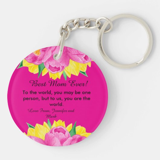 Beste Mama je! Rosa Akryllischer Schlüsselanhänger (Rückseite)