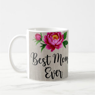 Beste Mama je rosa Aquarell Blume Poster Kaffeetasse