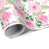 Beste Mama je rosa Aquarellfarben Rose Geschenkpapier (Rolleneckpunkt)