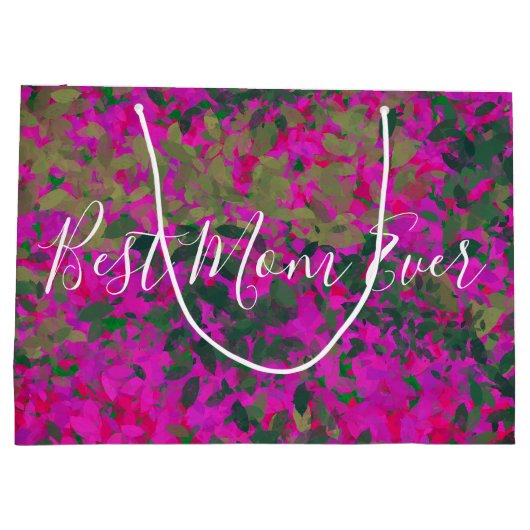 Beste Mama je rosa Blumengarten Handgemalt Große Geschenktüte (Rückseite)