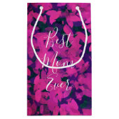 Beste Mama je rosa Blumengarten Handgemalt Kleine Geschenktüte (Rückseite)