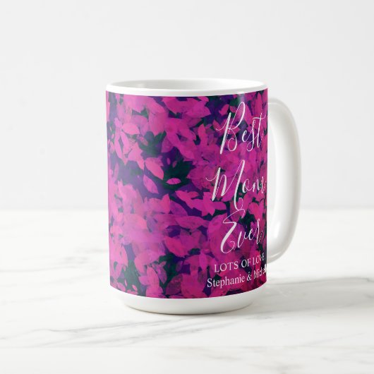 Beste Mama je Rosa Blumengarten Kaffeetasse (VorderseiteRechts)