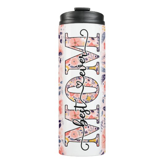 Beste Mama je rosa Blüte Thermosbecher (Vorderseite)