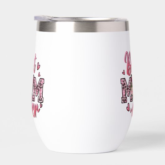 Beste Mama je rosa Blüten- und Leopardendrucke (Rechts)