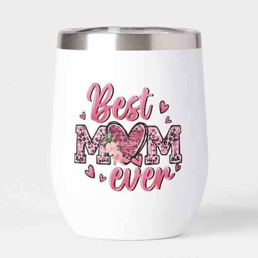 Beste Mama je rosa Blüten- und Leopardendrucke (Rückseite)