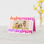 Beste Mama je rosa Fett Pinselschrift Modernes Fot Karte (Gelbe Blume)