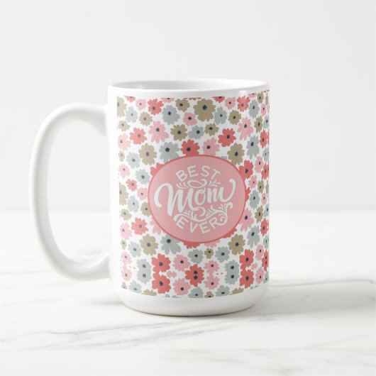 Beste Mama je rosa Floral  Kaffeetasse (Links)