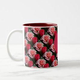 Beste Mama je rosa, florales Muster Herz Zweifarbige Tasse