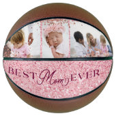 Beste Mama je Rosa Glitzer FotoCollage Basketball (Vorderseite)