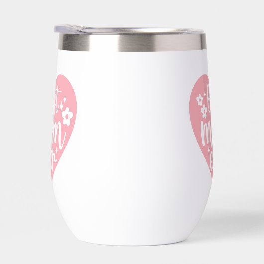 Beste Mama je rosa Herz mit Blume (Rechts)