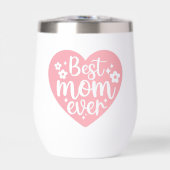 Beste Mama je rosa Herz mit Blume (Vorderseite)