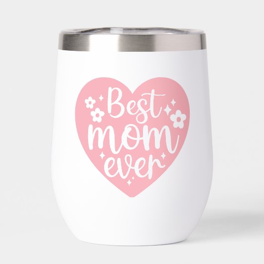 Beste Mama je rosa Herz mit Blume (Rückseite)