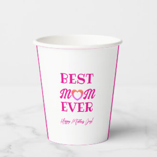 Beste Mama je rosa Herztypografie Muttertag Pappbecher