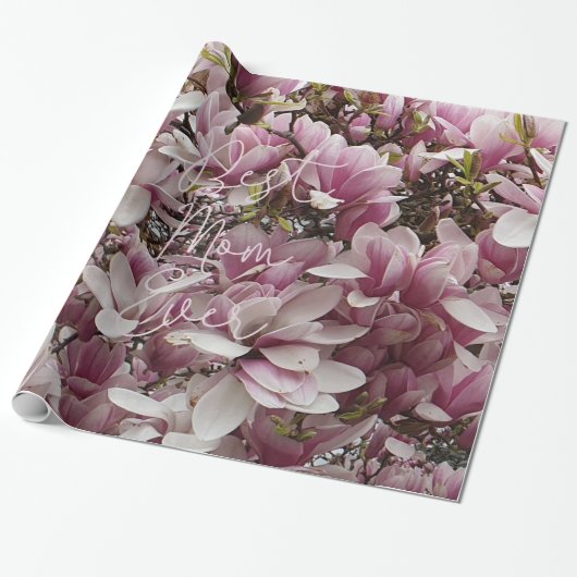 Beste Mama je Rosa Magnolia Blume Blumenstrauß Geschenkpapier (Ungerollt)