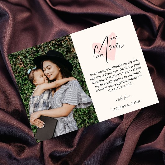 Beste Mama je rosa Niedliche Herzschrift Postkarte