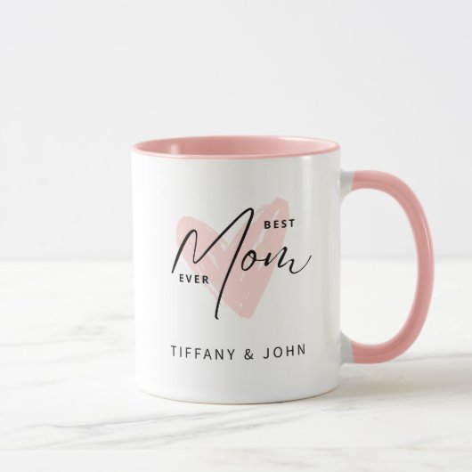 Beste Mama je rosa Niedliche Herzschrift Tasse (Rechts)