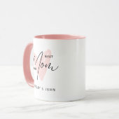 Beste Mama je rosa Niedliche Herzschrift Tasse (Vorderseite Links)